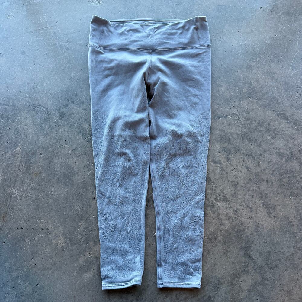 Lululemon Reveal Tight Zen Expression Grey Crop Athletic Yoga Women's 10